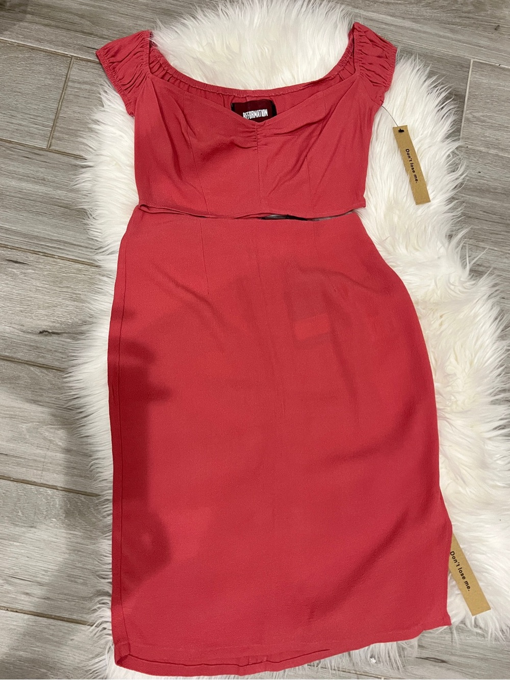 Reformation Coral Red pink skirt set size 02